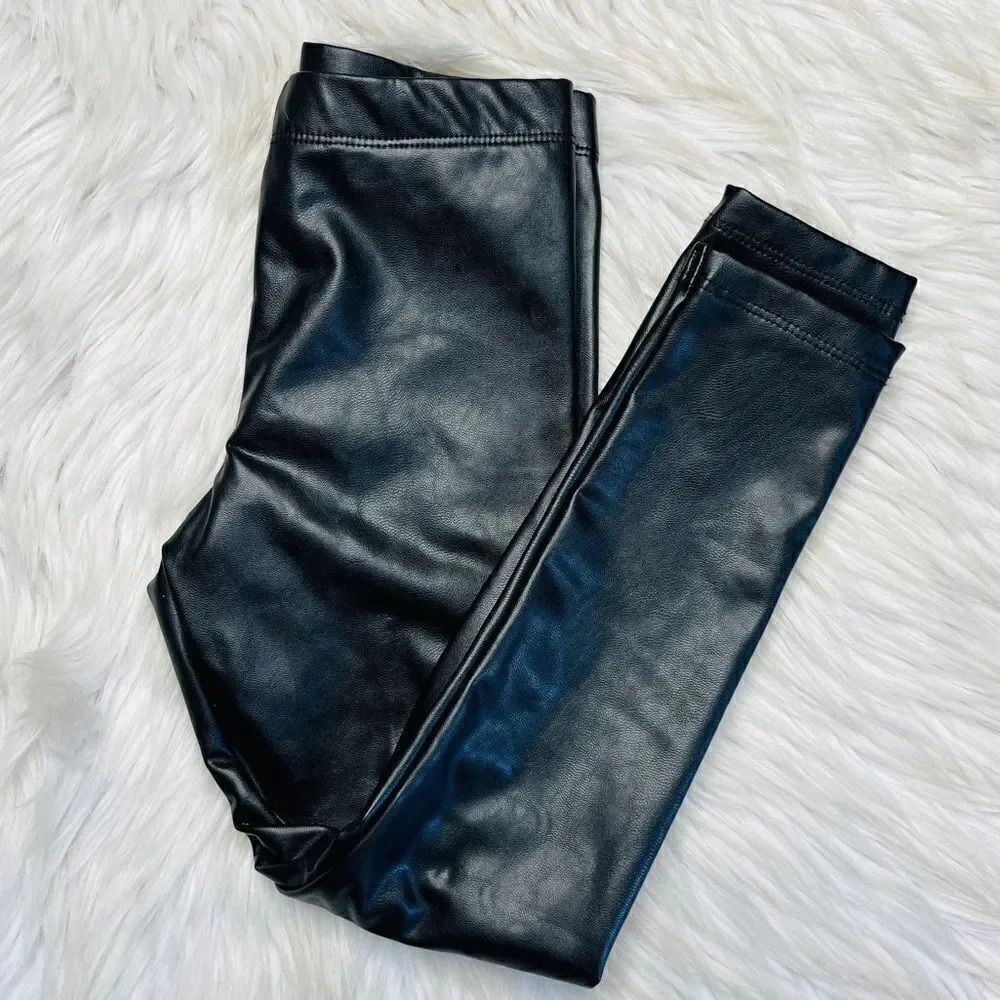 H&M Faux Leather Skinny Pull On Pants Black Size 6